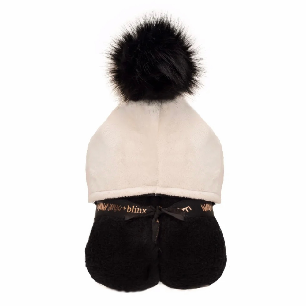 Black & White Pompom Hooded Towel