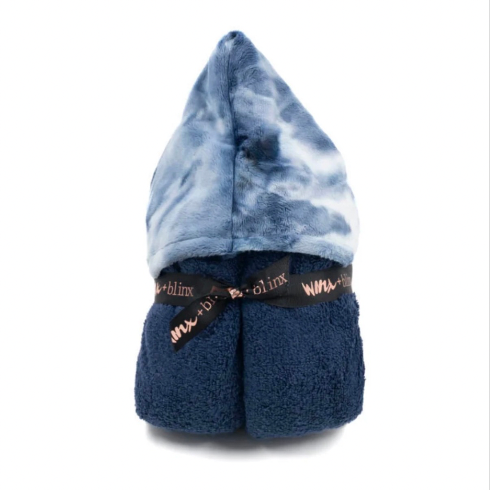 Navy Tie Dye Minky Hooded Towel