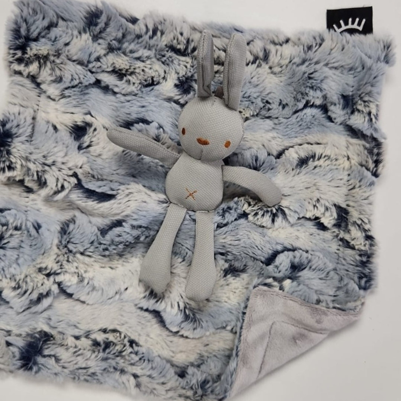 Wild Rabbit Ice Blue Grey Bunny Minky Lovey