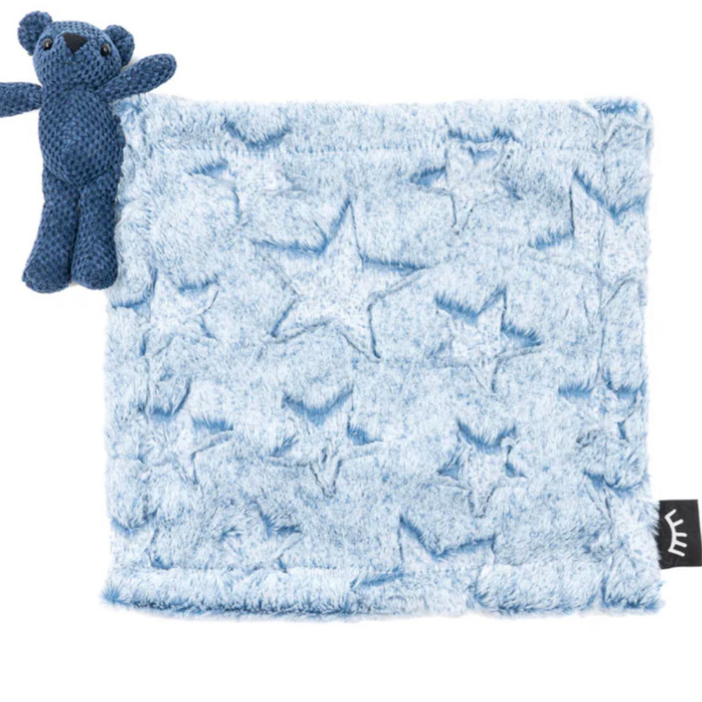 Frosted Navy Stars Bear Minky Lovey