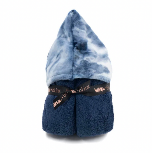 Navy Tie Dye Minky Hooded Towel